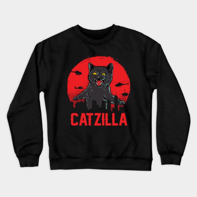 Catzilla Crewneck Sweatshirt by kimmieshops